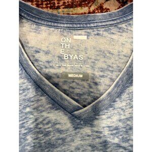 On The Byas Blue Heather V-Neck Mens Medium T-Shirt Soft Lightweight Casual Wear